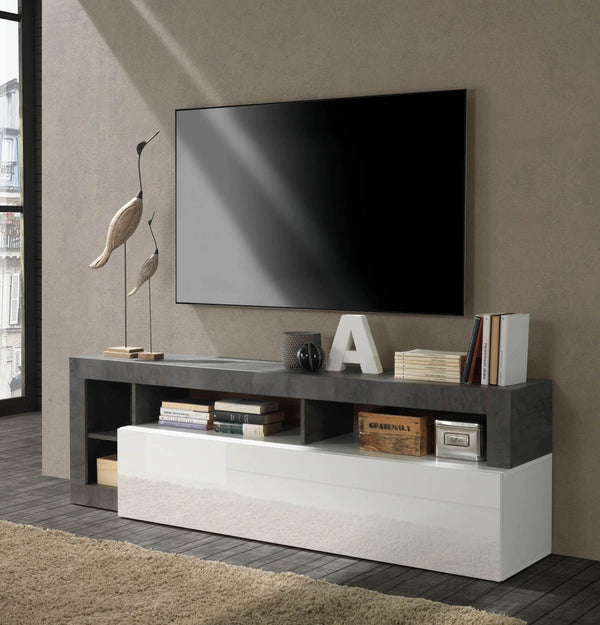 prezzo Meuble TV Mogol oxyde blanc brillant 184x42x58H