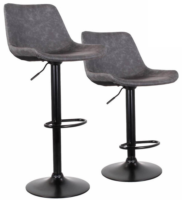 Lot de 2 Tabourets 50x44x58/78 cm en Similicuir Gris Base Noir prezzo