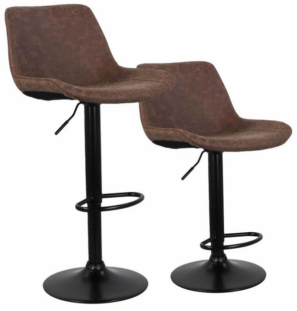 sconto Lot de 2 Tabourets 50x44x58/78 cm en Similicuir Base Noir Moka