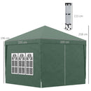 Gazebo Pieghevole 3x3m in Acciaio e tessuto Oxford Verde-3