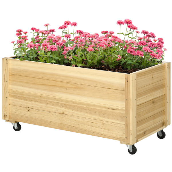 Fioriera da Giardino con Foro di Drenaggio e Rotelle 89x48x47 cm in Legno di Abete Naturale sconto