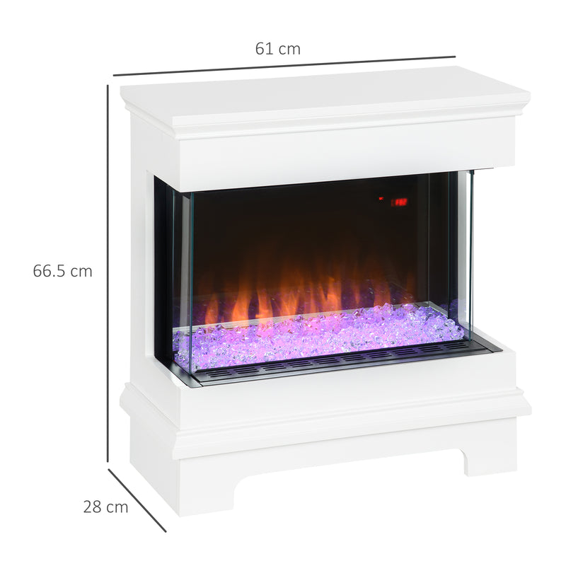 Camino Elettrico da Pavimento 61x28x66,5 cm Effetto Fiamma 2000W Bianco-3