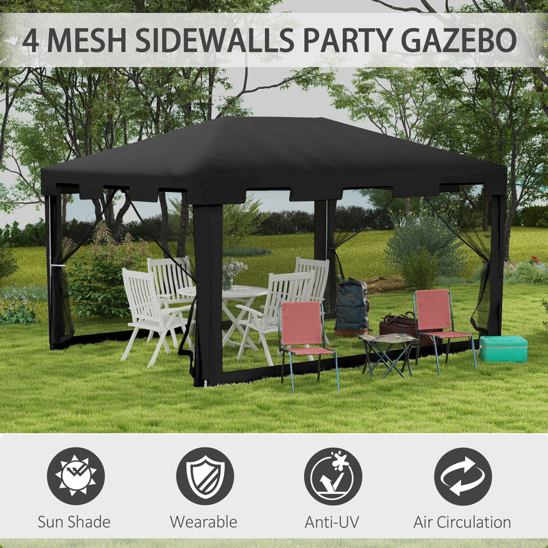 Gazebo  Pieghevole con Zanzariera e 2 Ingressi 4x3m in Metallo e PE Grigio Scuro-4