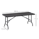 Tavolo Catering Pieghevole 180x75,5x73 cm in Acciaio e HDPE Grigio Scuro-3