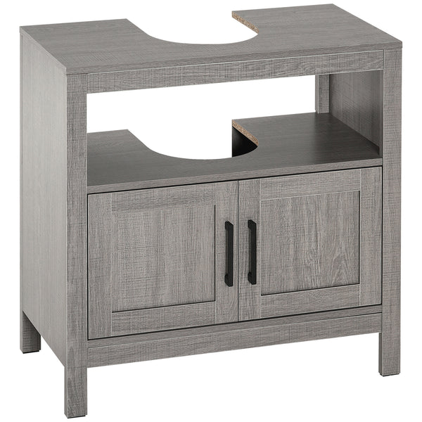 Mobile Sotto Lavabo Bagno 1 Ripiano 2 Ante 60x30x60 cm in Legno Grigio acquista