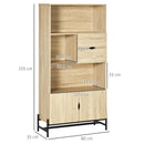 Libreria a Parete 80x35x155 cm in MDF e Metallo Legno Naturale-3