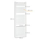 Termoarredo Scaldasalviette 39 Barre 60x180 cm in Acciaio Bianco-3