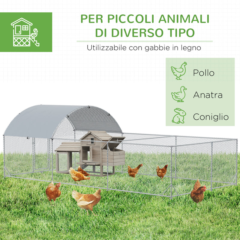 Pollaio Gabbia per Galline da Esterno 570x280 cm in Acciaio Grigio Argento-6