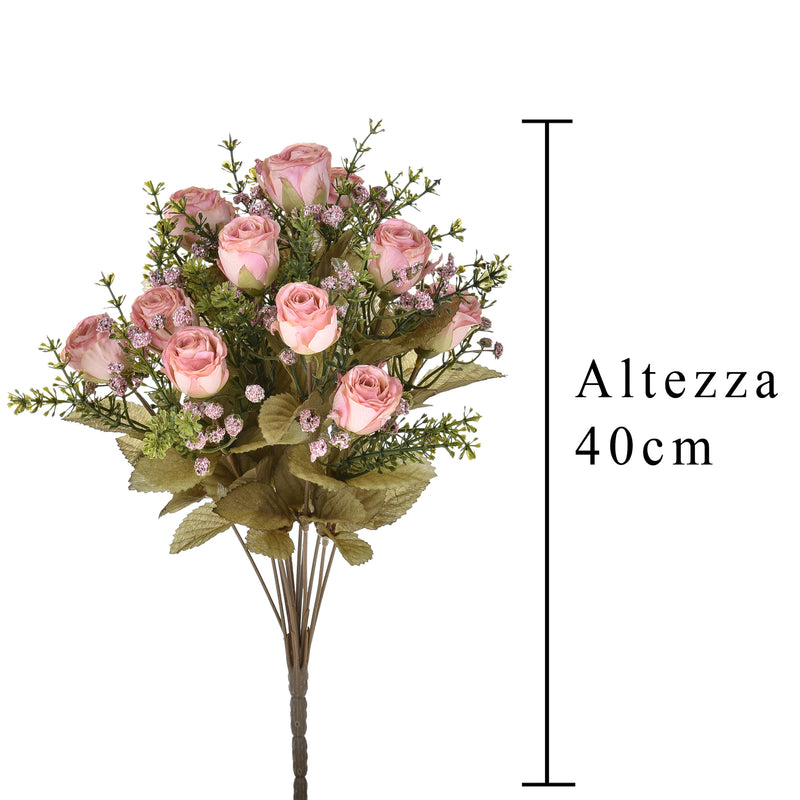 Set 2 Bouquet Artificiali di Rose Dry H 40 cm-2