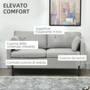 Divano 2 Posti 143x73x77 cm in Tessuto Effetto Lino Grigio-5