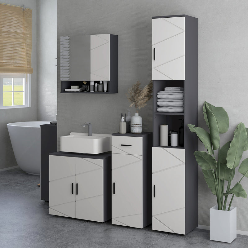 Mobile Sotto Lavabo Bagno 2 Ante 60x30x60 cm in Legno Grigio-7