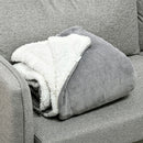 Coperta Plaid Dubleface 203x152x0,5 cm in Flanella 220 GSM e Sherpa 260 GSM Grigio-7