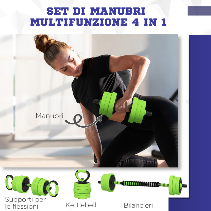 Set Pesi da Palestra 4 in 1 40 Kg Utilizzabili come Kettlebell Manubri e Bilancieri-4