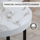 Tavolino da Caffè Rotondo con Base a X 48x48x56,5 cm in MDF e Metallo Bianco-5