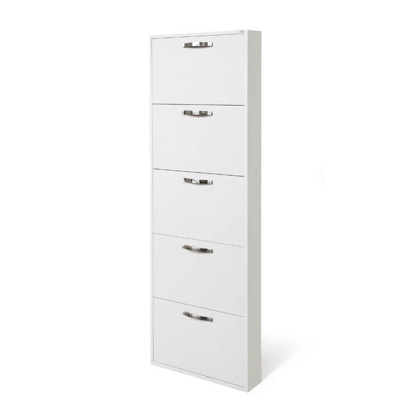 prezzo Etagère à chaussures Serena 180x65x15 cm 5 portes en frêne blanc