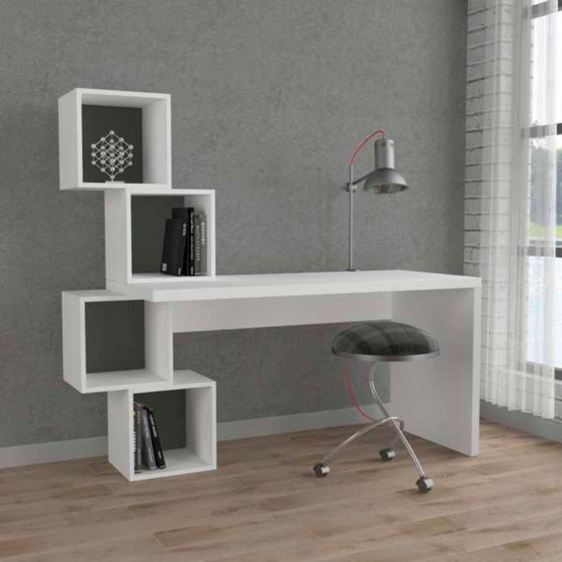 Scrivania 153,5x60x140 cm con libreria Balance bianca-1