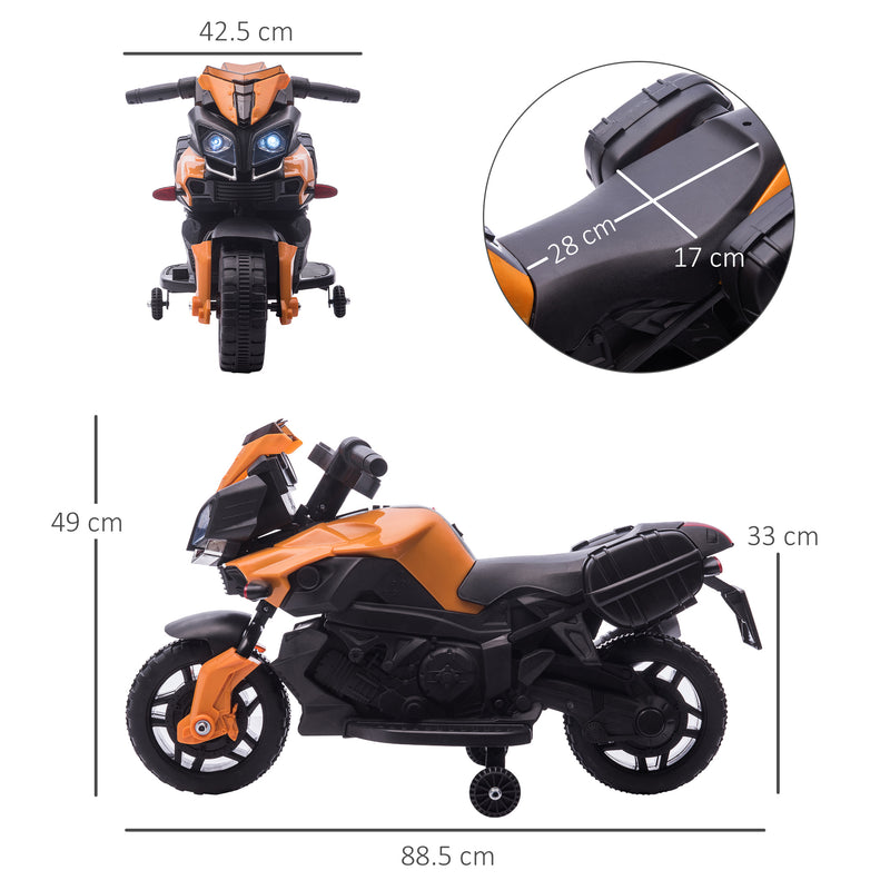 Moto Elettrica per Bambini 6V con Fari e Clacson Arancio-3