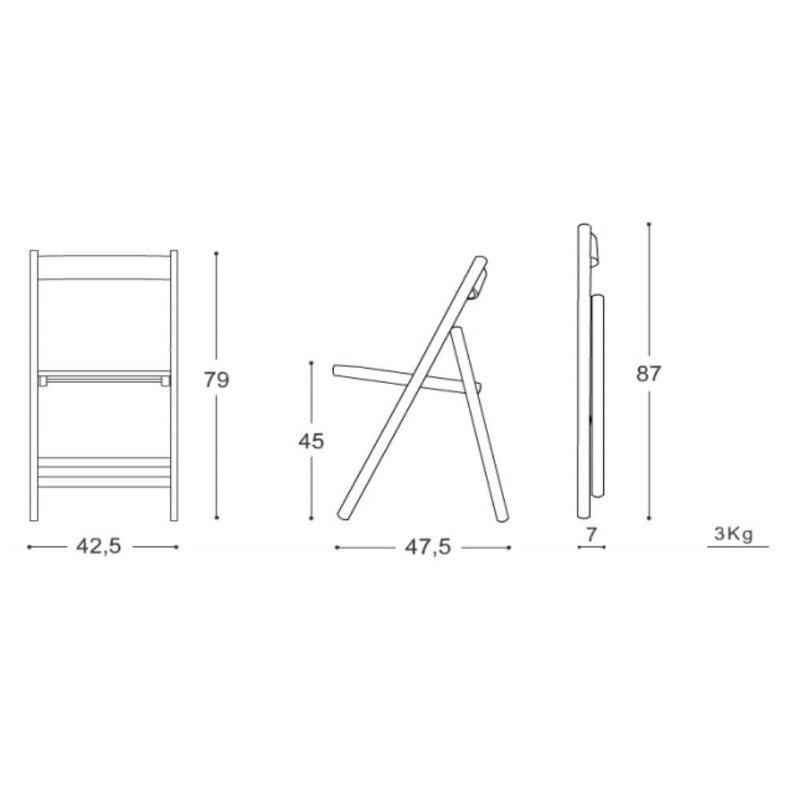 Set 4 Sedie pieghevoli 42,5x47,5x79 cm Penelope in legno blu-3