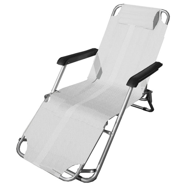 Chaise longue en aluminium blanc avec repose-pieds Sea Beach Pool Camping prezzo