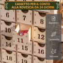 Calendario Avvento di Natale 22x9x30 cm con 12 Luci a LED in Compensato Arancione-5