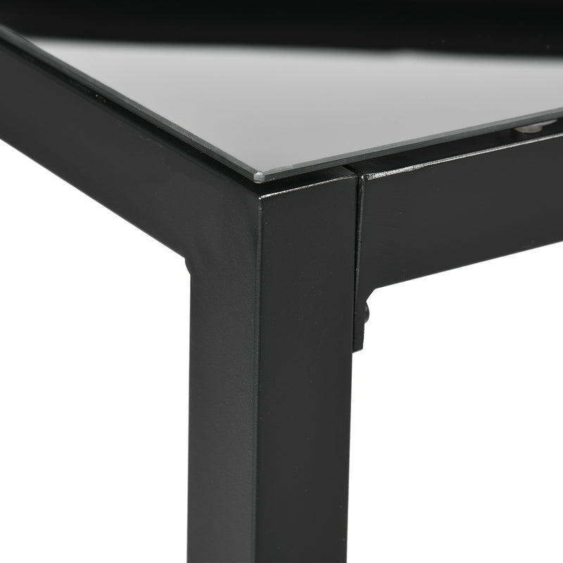 Tavolo da Giardino 180x80x72 cm in Alluminio e Vetro Temperato Nero-8
