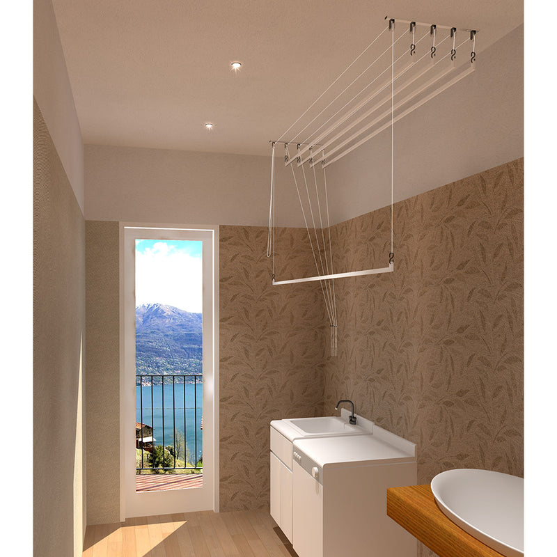 Stendibiancheria da Soffitto Salvaspazio per Interni e Esterni con 5 Aste da 150cm (altezza soffitto 270 cm) Stendinik-5