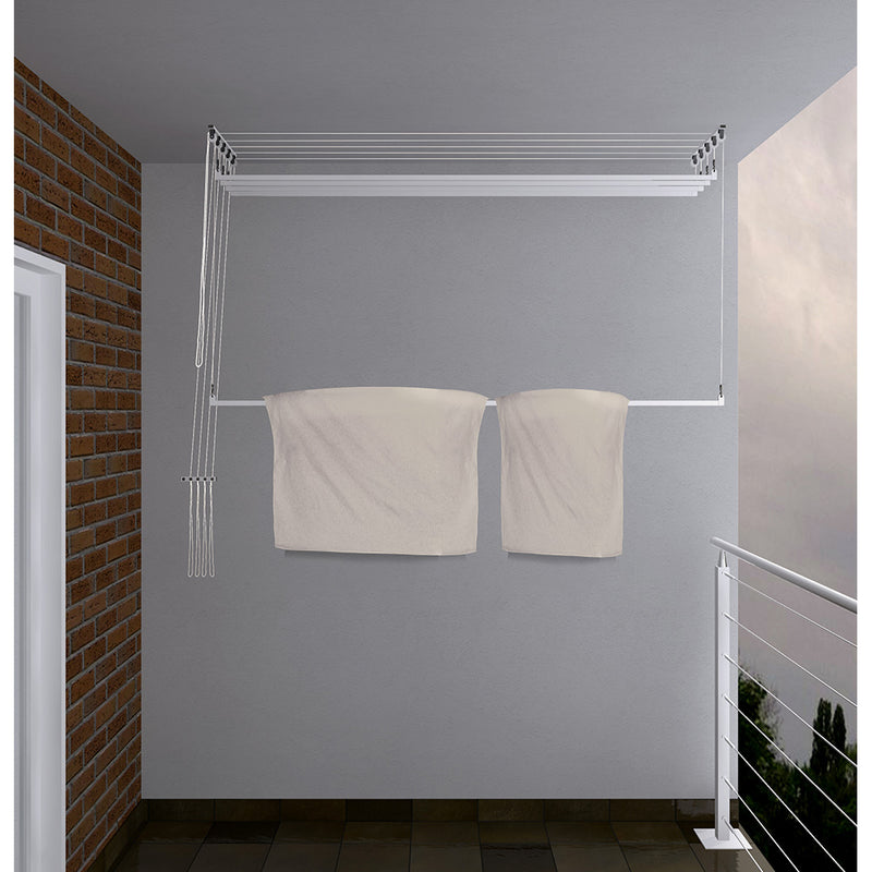 Stendibiancheria da Soffitto Salvaspazio per Interni e Esterni con 5 Aste da 150cm (altezza soffitto 270 cm) Stendinik-4