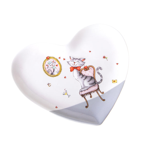 Set 4 Piatti a Forma di Cuori con Decori Larghezza 19,5 cm prezzo