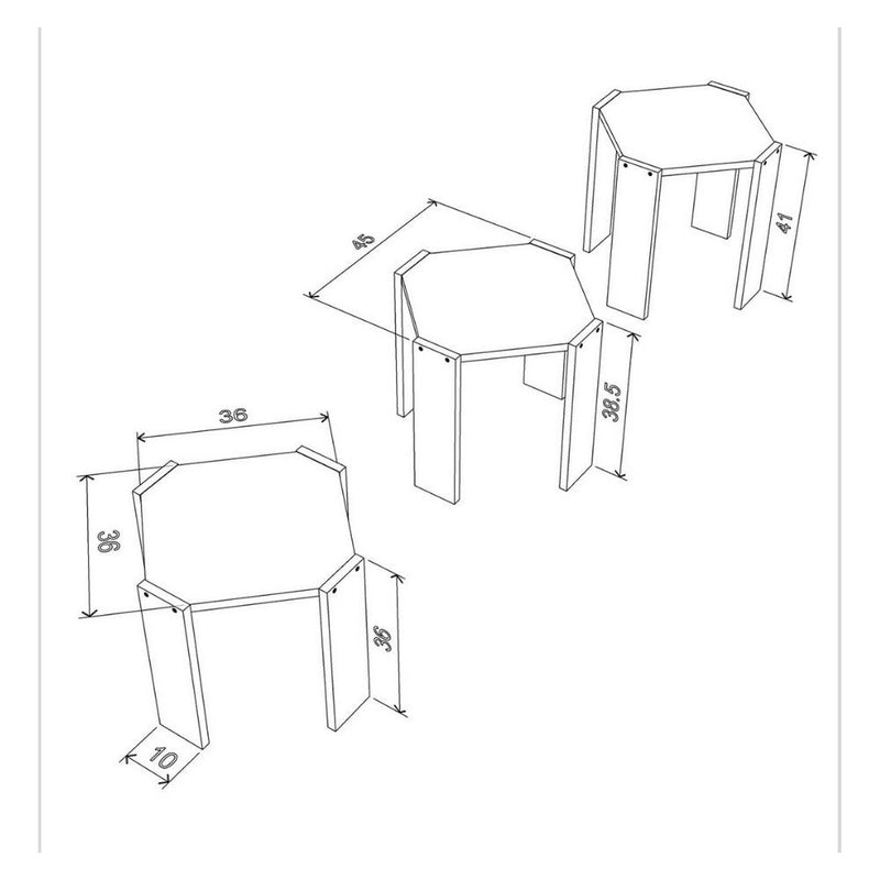 Tavolino da caffè impilabile 44,5x44,5x36 cm Nido Hansel rovere bianco-3