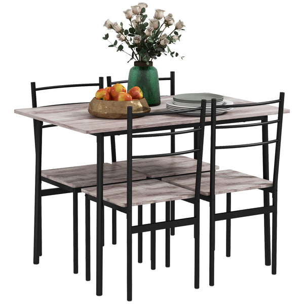 prezzo Ensemble table rectangulaire avec chaises en MDF et acier noir et marron