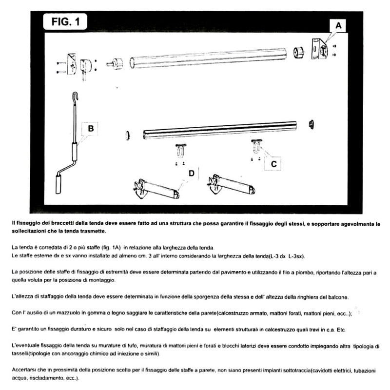 Tenda da Sole a Caduta 2x2,5m Tessuto in Poliestere Disegno P3011-3