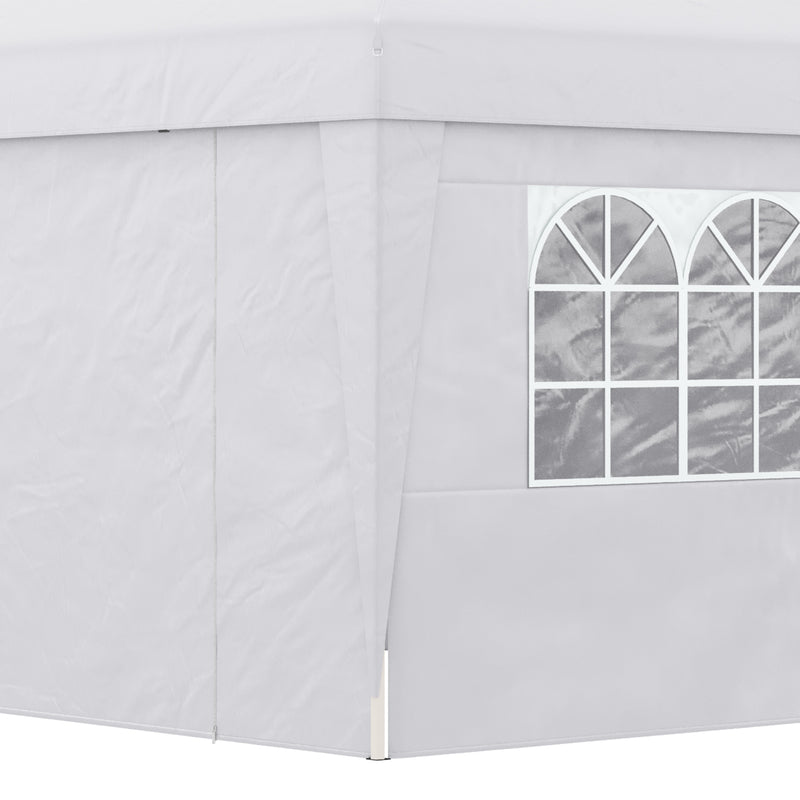 Gazebo da Giardino Pieghevole 3x3m con Design Pop Up e Finestre in Tessuto Oxford Bianco-9