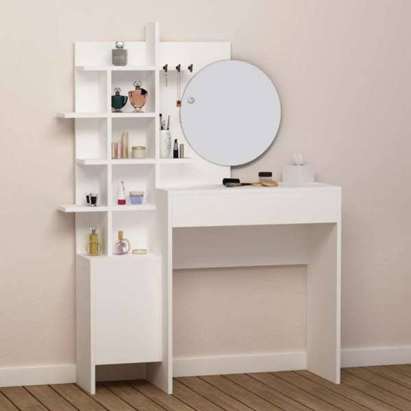 Meuble de Salle de Bain avec Miroir 105x35x151 cm en MDF Mup Blanc sconto