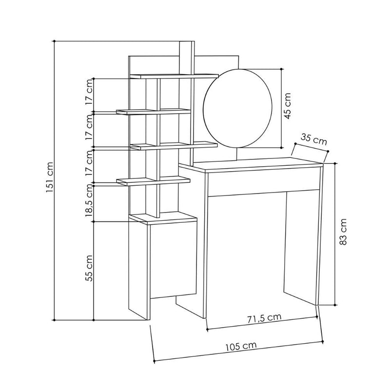 Mobile da Bagno con Specchio 105x35x151 cm in MDF Mup Bianco-4