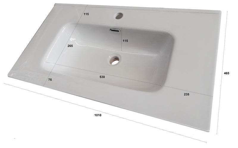 Lavabo da Incasso 101x46,5x2 cm in Resina TFTBianco Lucido-4