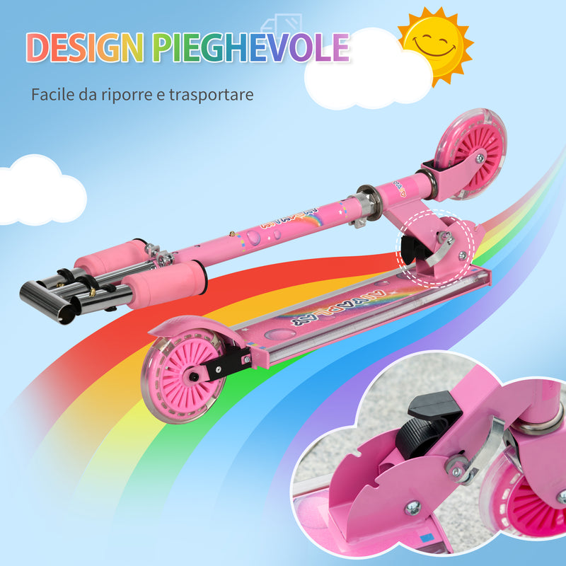 Monopattino 2 Ruote Pieghevole per Bambini Altezza Regolabile 63-76 cm Rosa-6