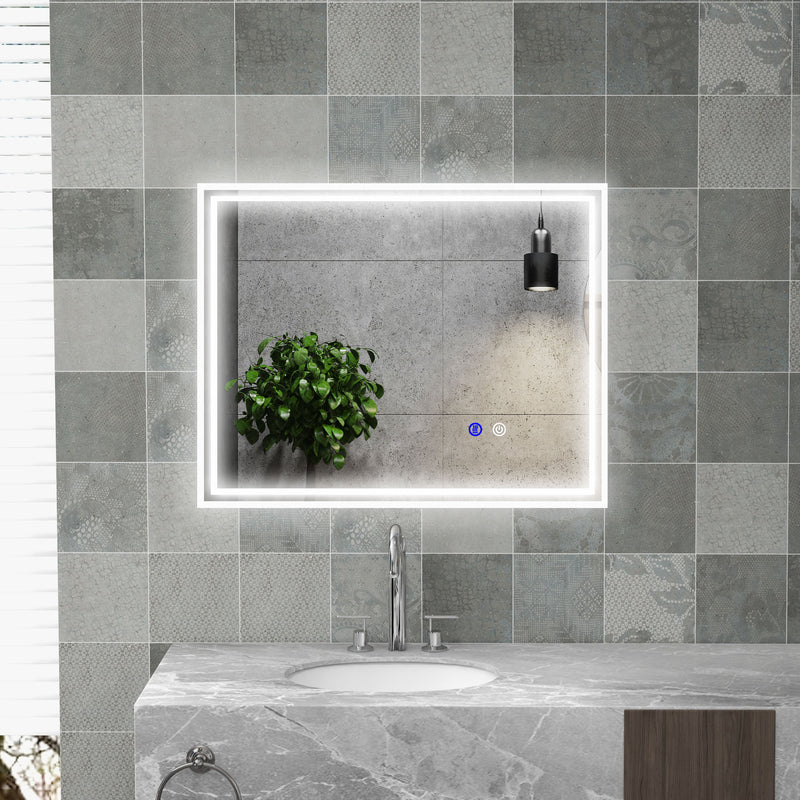 Specchio Bagno con LED 90x70 cm Antiappannamento e Interruttore Touch-2