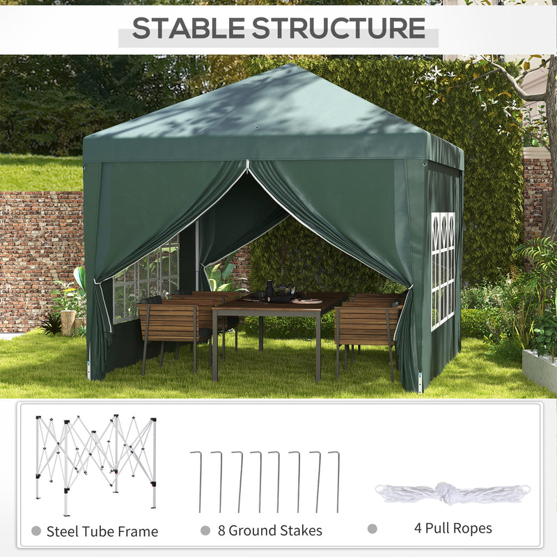 Gazebo Pieghevole 3x3m in Acciaio e tessuto Oxford Verde-7