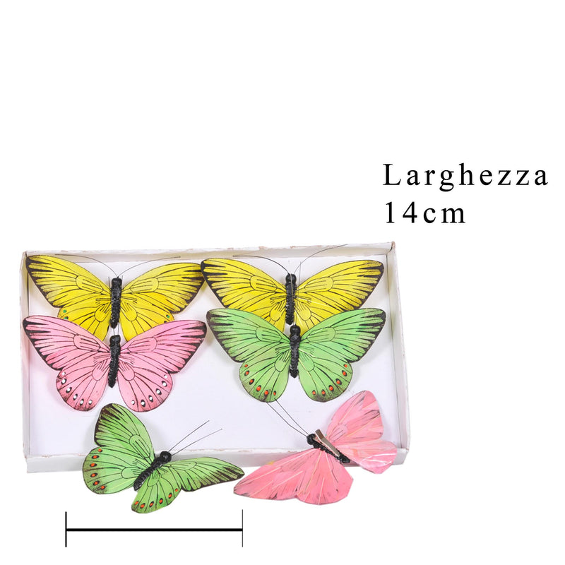 Set 12 Farfalle con Clip Larghezza 14 cm-2