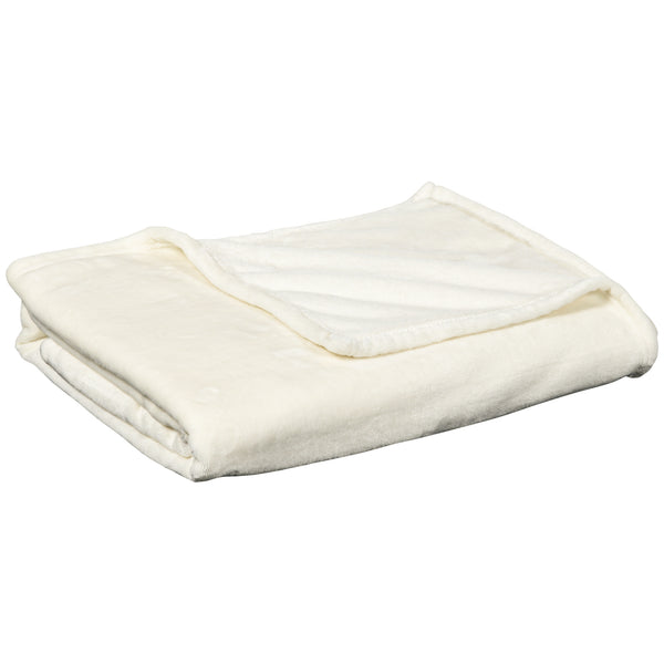 prezzo Coperta Plaid Dubleface 203x152x0,5 cm in Flanella 330 GSM Bianco Crema