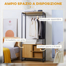 Mobile per Ingresso Appendiabiti Scarpiera 80x40x180 cm in Acciaio e Legno Naturale-4