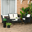 Set Salotto da Giardino Divano 2 Poltrone e Tavolino in Rattan PE Nero-2