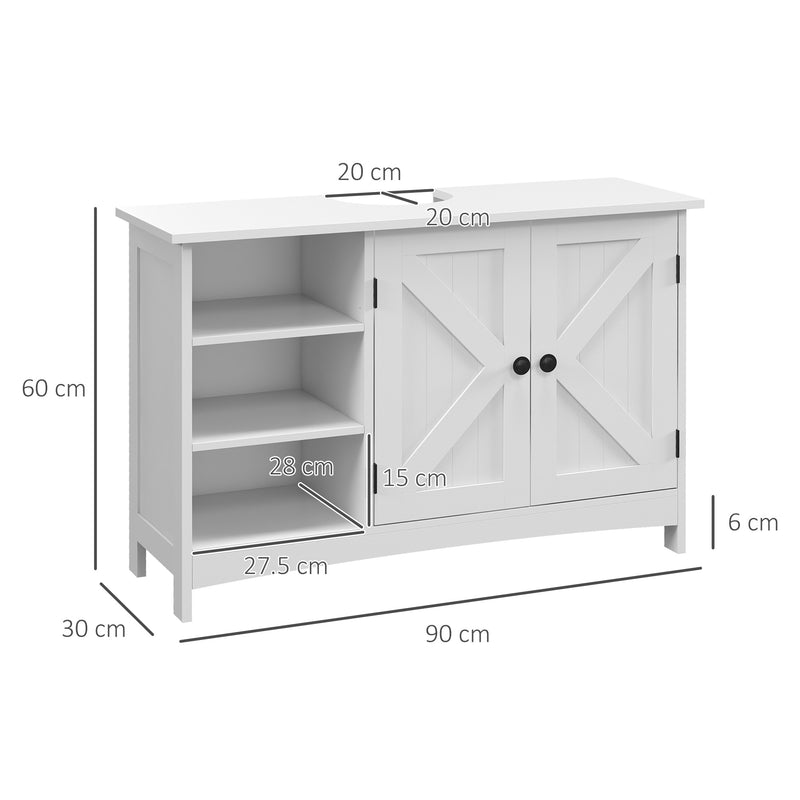 Mobile Sottolavello da Bagno 90x30x60 cm in Legno Bianco-3