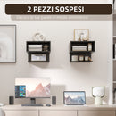 Set 2 Scaffali a Parete 40x29,5x33,5 cm con Ripiano Aperto e Piano d'Appoggio in MDF Nero-4