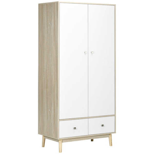 Armoire 2 Portes 2 Tiroirs 90x50x190 cm en Bois Blanc prezzo