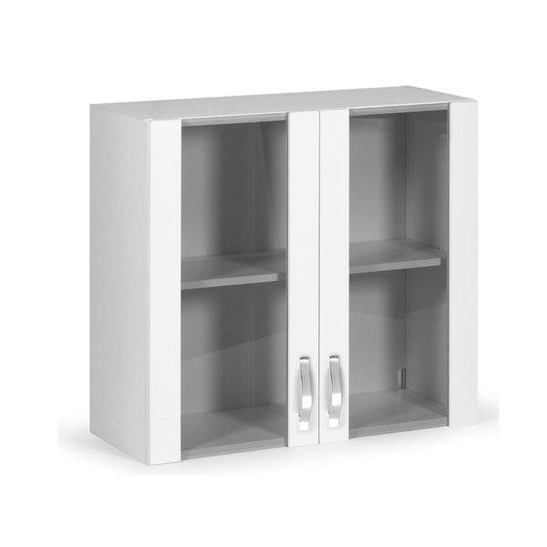 Vitrine suspendue 80 cm avec deux portes en frêne blanc acquista