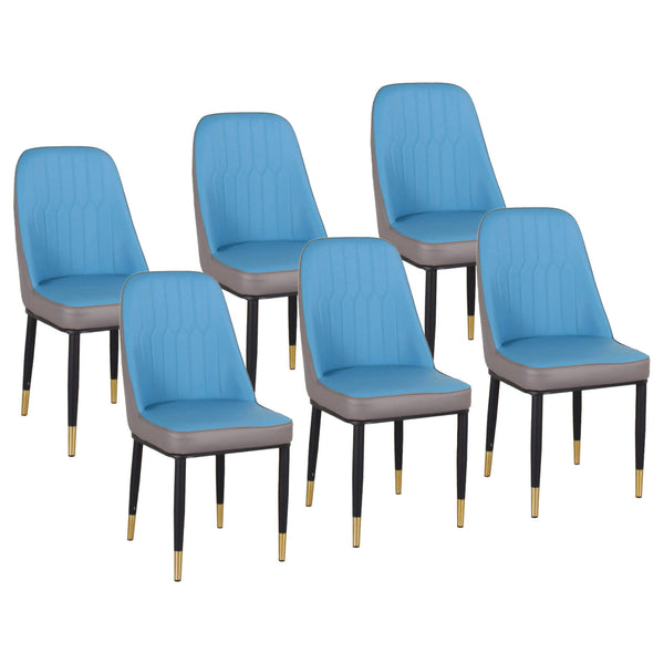 Lot de 6 Chaises Rembourrées 45x42x92 cm en Simili Cuir Bleu online