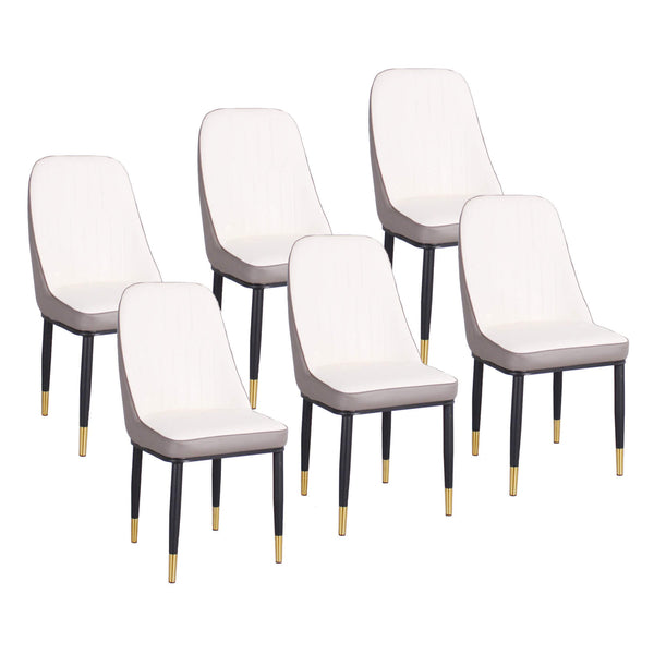 Lot de 6 Chaises Rembourrées 45x42x92 cm en Simili Cuir Blanc online