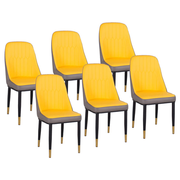 acquista Lot de 6 Chaises Rembourrées 45x42x92 cm en Simili Cuir Jaune