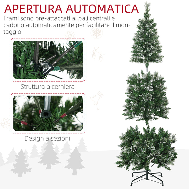 Albero di Natale Artificiale Innevato 180 cm 618 Rami 240 Luci LED Verde-7